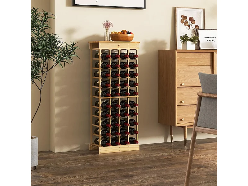 Weinregal Massivholz, Flaschenregal für 40 Flaschen, Weinständer Weinflaschenhalter Weinhalter für Küche, Speisekammer, Bar & Weinkeller VH33364
