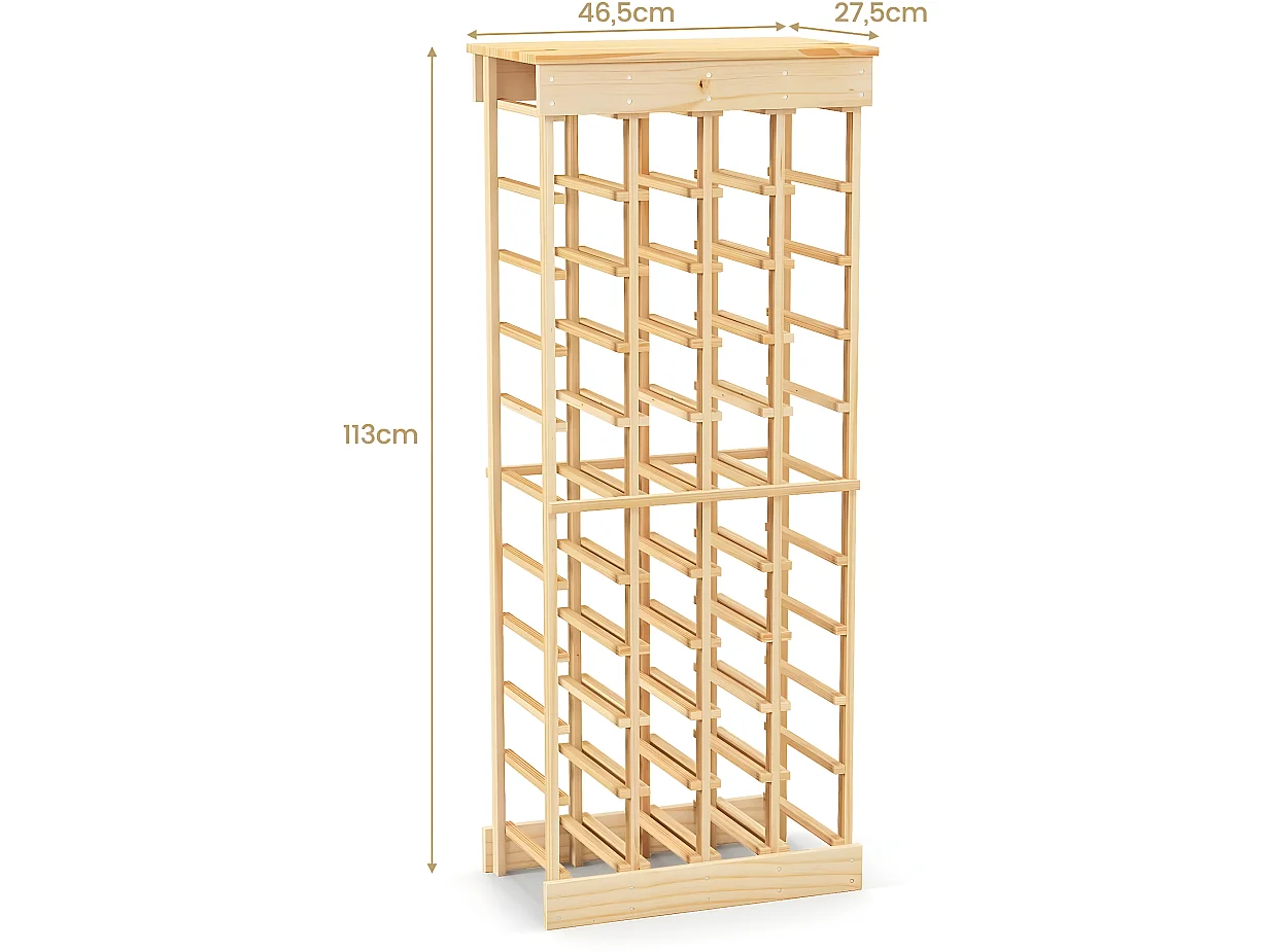Weinregal Massivholz, Flaschenregal für 40 Flaschen, Weinständer Weinflaschenhalter Weinhalter für Küche, Speisekammer, Bar & Weinkeller VH33364