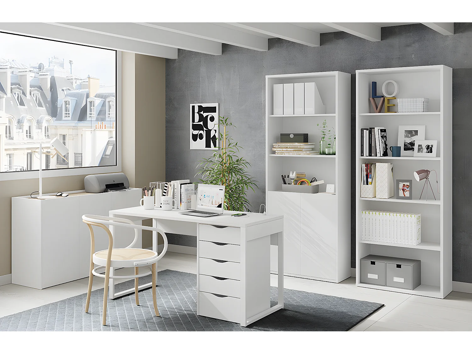 Commode Meuble de rangement couleur blanc - Longueur 40 x Hauteur 71 x Profondeur 43 cm