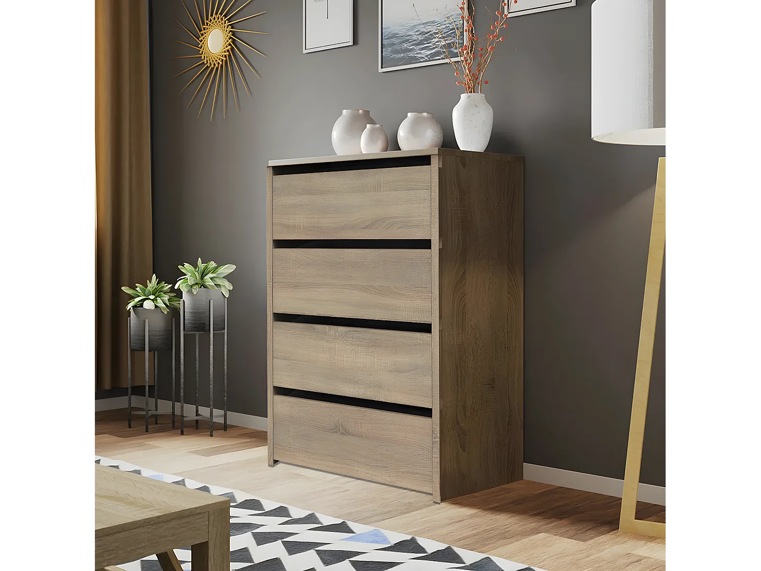 Commode Meuble de rangement couleur Cambrian - Longueur 46 x Hauteur 61 x Profondeur 45 cm