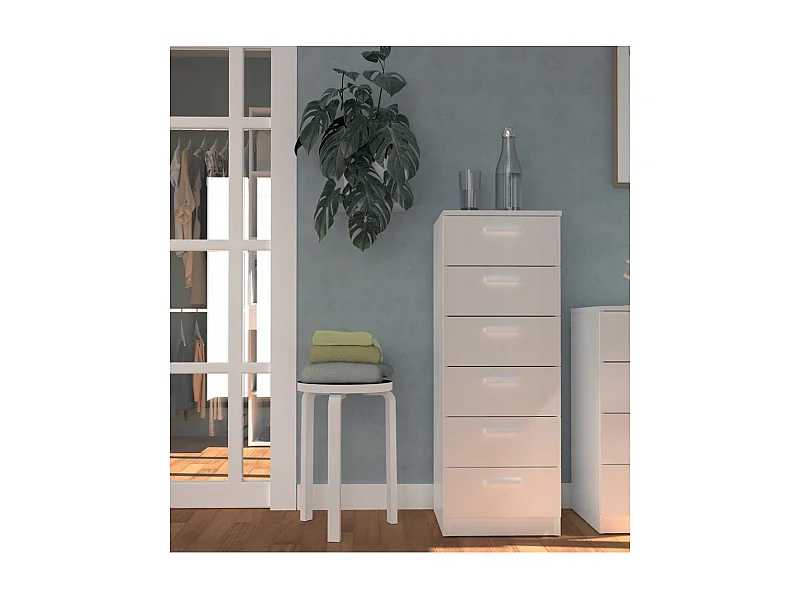 Chiffonnier Meuble de rangement couleur Blanc - Longueur 40 x Hauteur 110 x Profondeur 40 cm