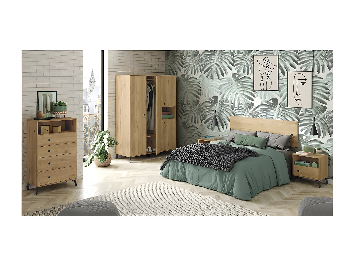 Tête de lit adulte couleur chêne doré - Longueur 160 x Hauteur 50 x Profondeur 1.6 cm