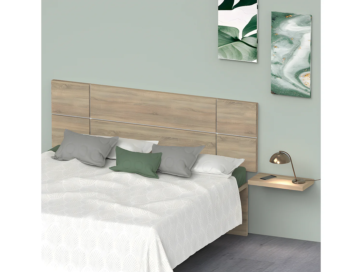 Tête de lit adulte couleur Cambrian et Blanc - Longueur 160 x Hauteur 50 x Profondeur 3.2 cm