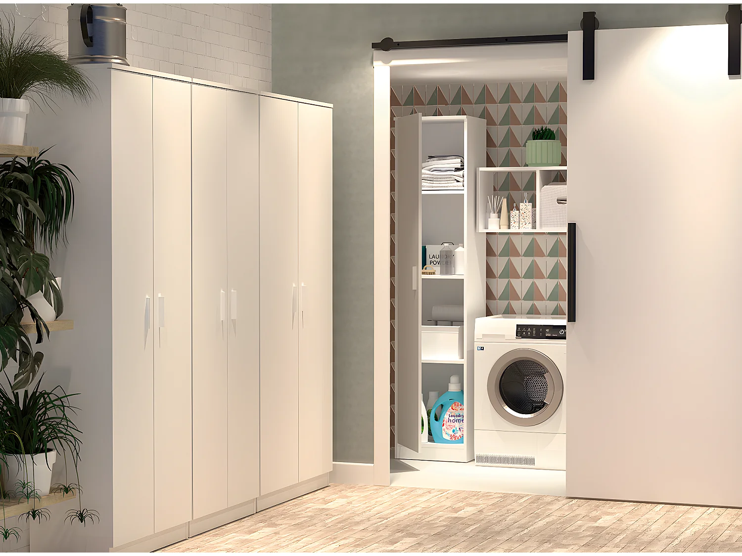 Armoire, meuble de rangement 3 étagères couleur blanc - Longueur 40 x Hauteur 180 x Profondeur 35 cm