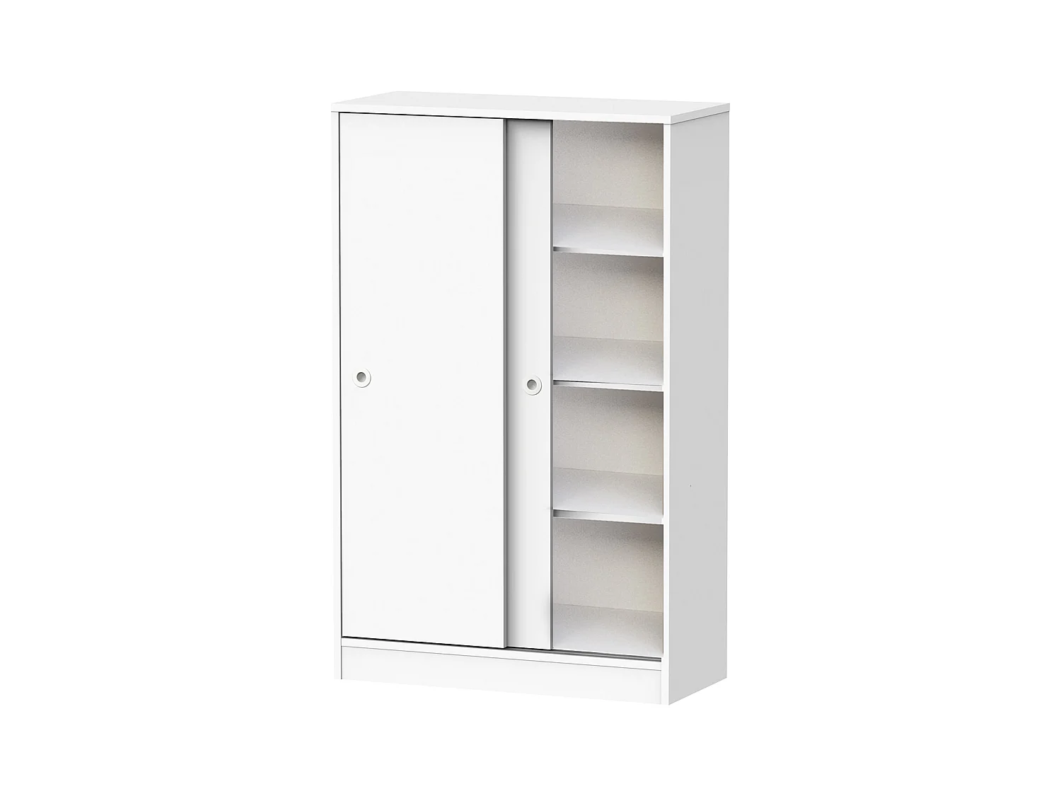 Armoire avec 2 portes coulissantes couleur blanc - Longueur 74 x Hauteur 120 x Profondeur 33 cm