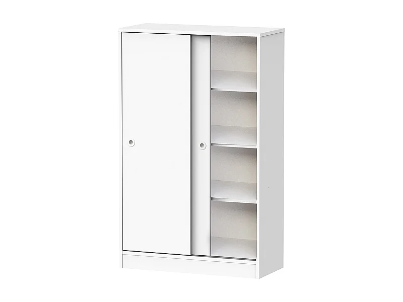Armoire avec 2 portes coulissantes couleur blanc - Longueur 74 x Hauteur 120 x Profondeur 33 cm