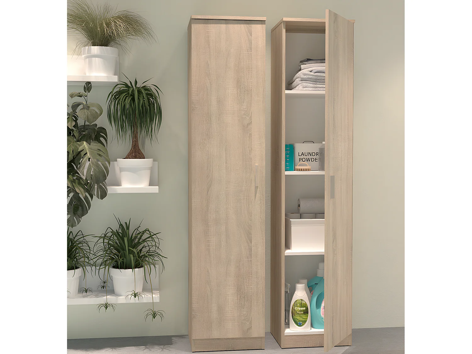 Armoire, meuble de rangement couleur cambrian - Longueur 40 x Hauteur 180 x Profondeur 35 cm