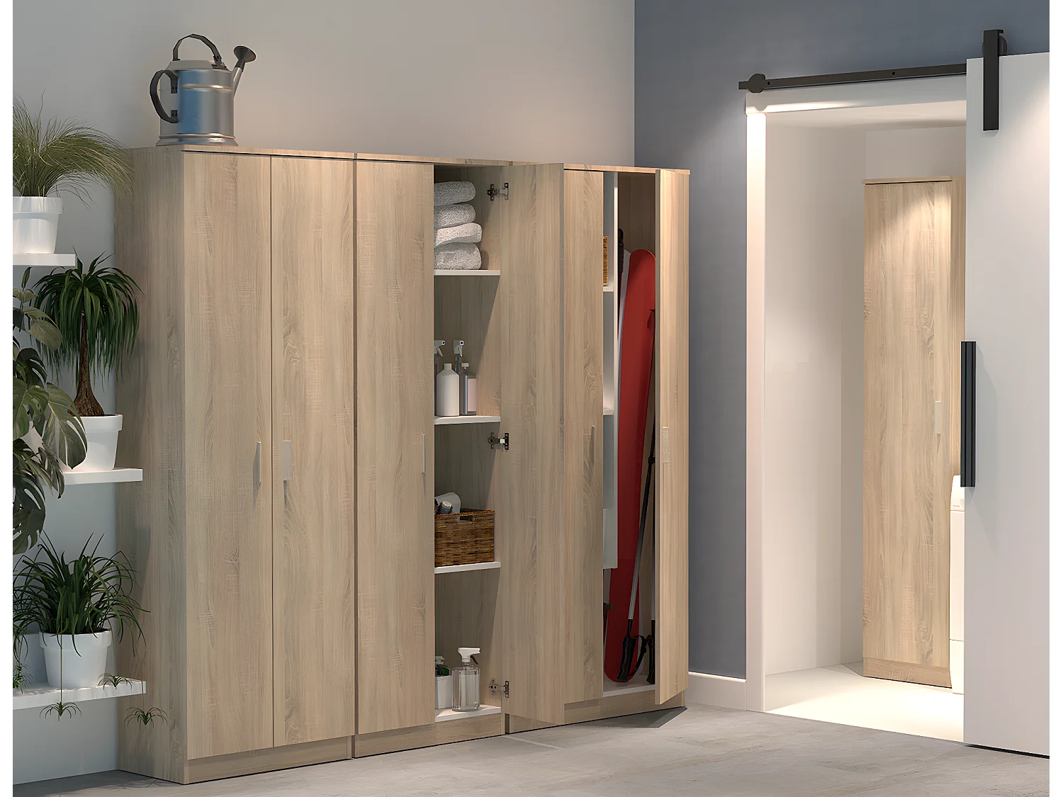 Armoire, meuble de rangement couleur cambrian - Longueur 40 x Hauteur 180 x Profondeur 35 cm