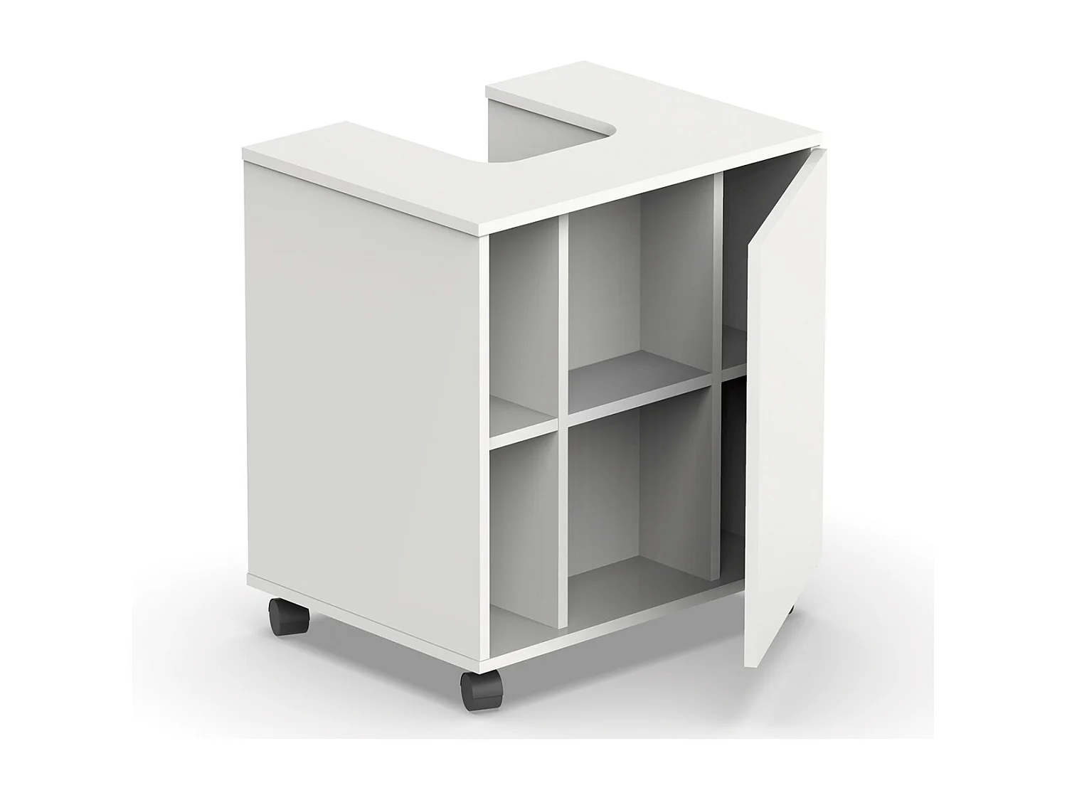 Meuble sous lavabo 1 porte couleur blanc brillant - Longueur 59 x Hauteur 64 x Profondeur 45 cm