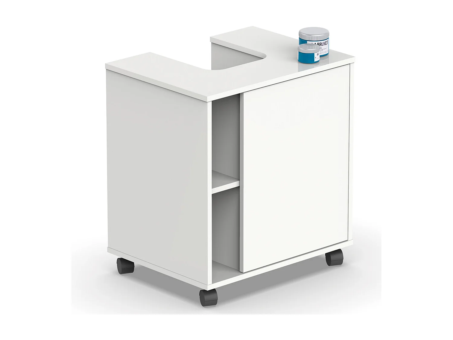 Meuble sous lavabo 1 porte couleur blanc brillant - Longueur 59 x Hauteur 64 x Profondeur 45 cm