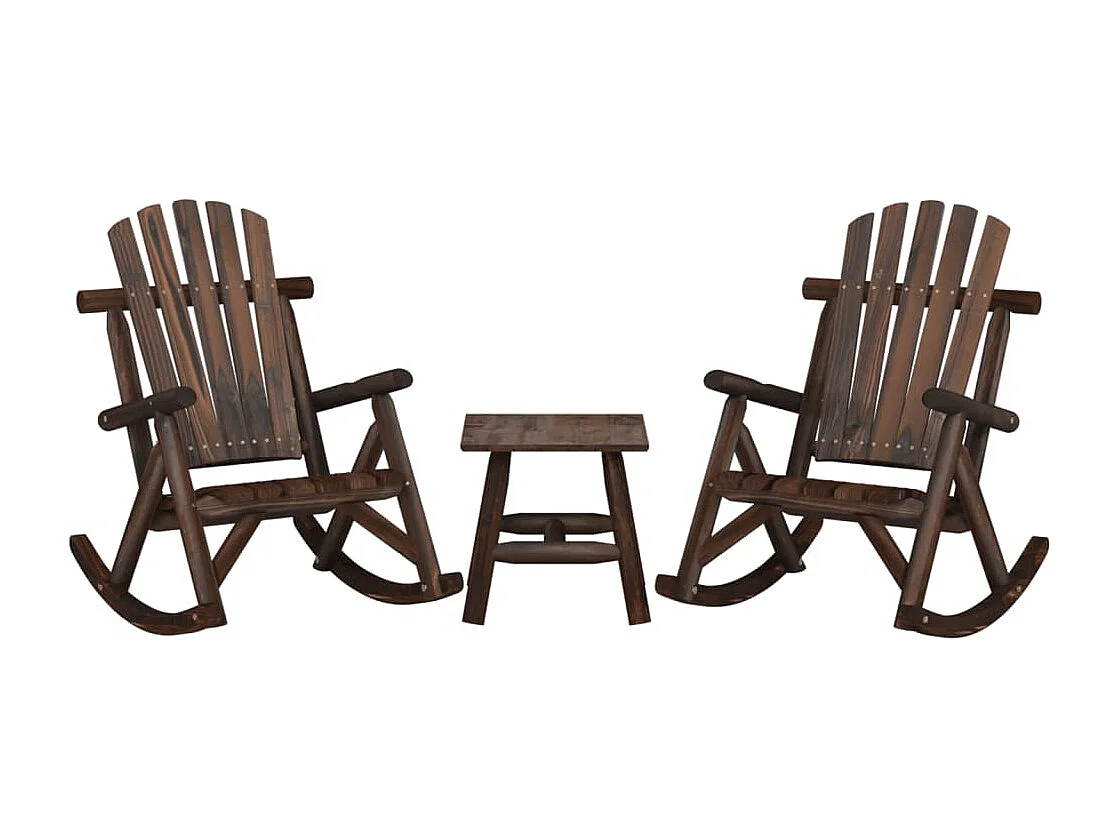 Set Divani da Giardino 3 pz in Legno Massello di Abete