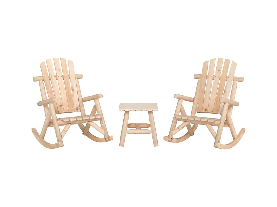 Set Divani da Giardino 3 pz in Legno Massello di Abete