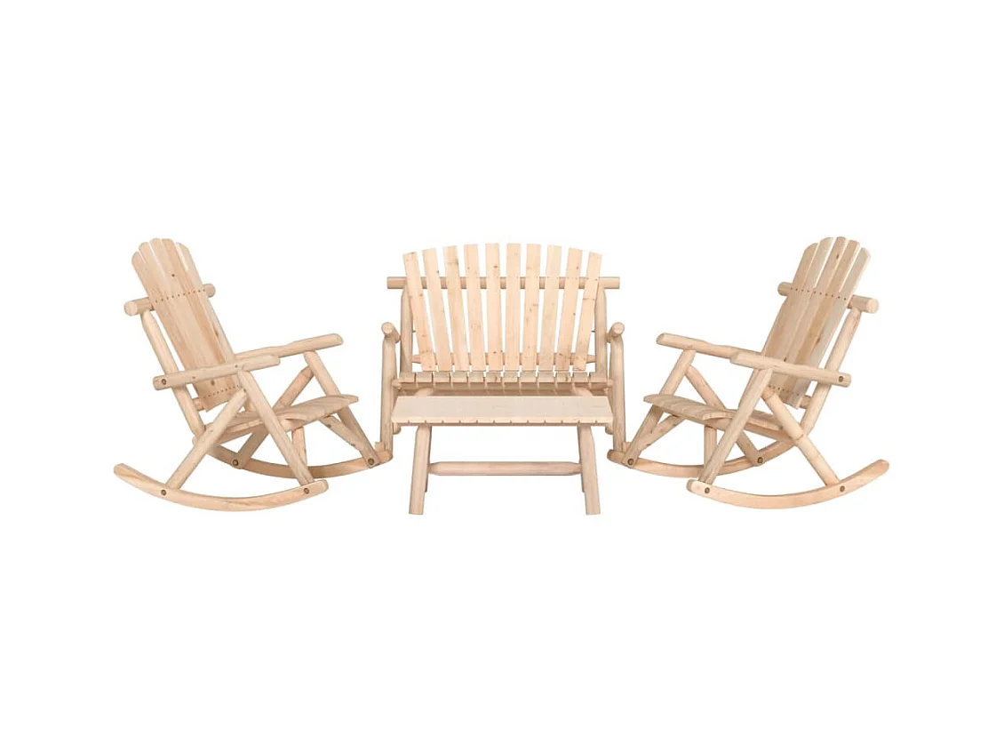 Ensemble de salon de jardin 4 pcs bois massif d'épicéa