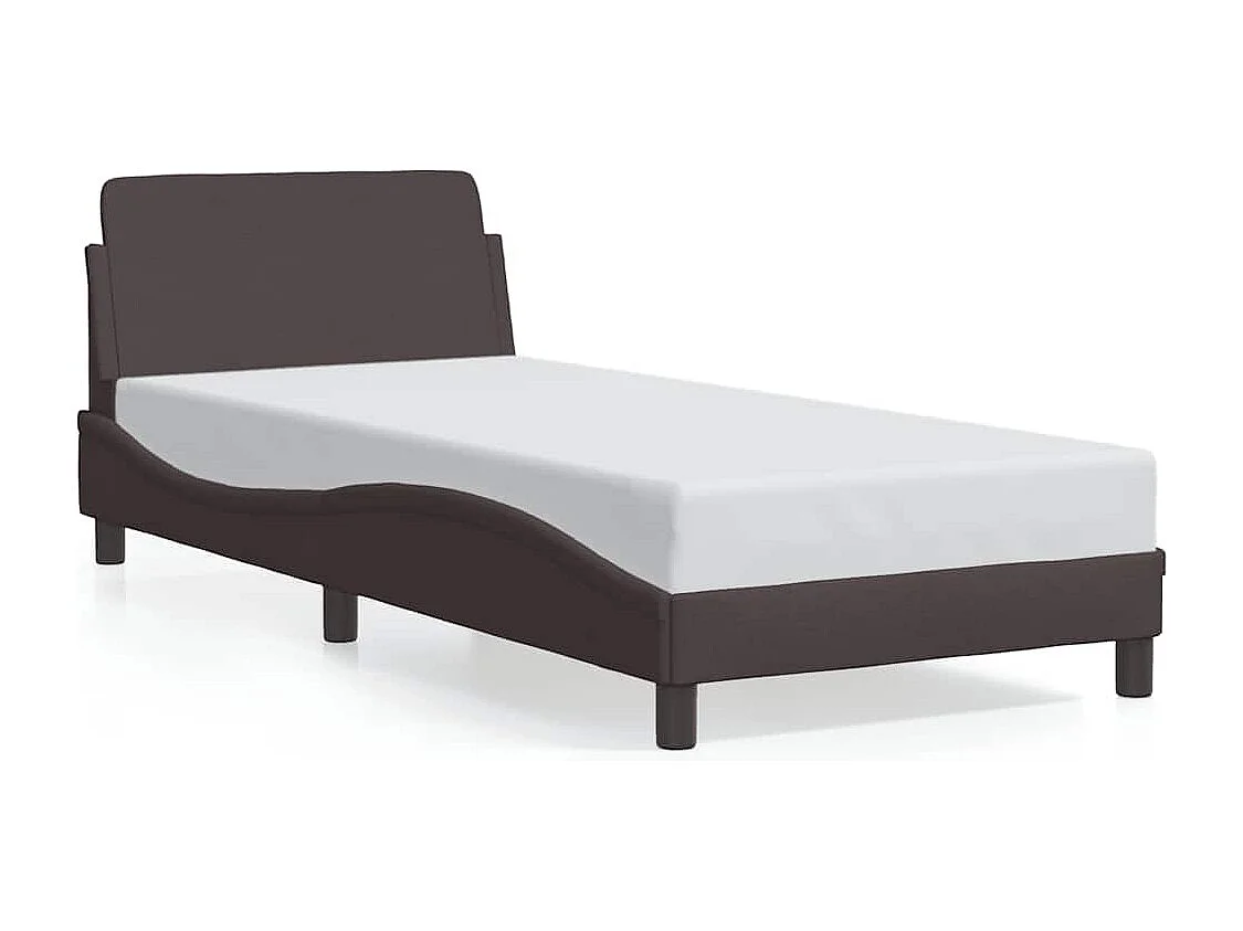 Cadre de lit Dover marron foncé 90x190 cm tissu