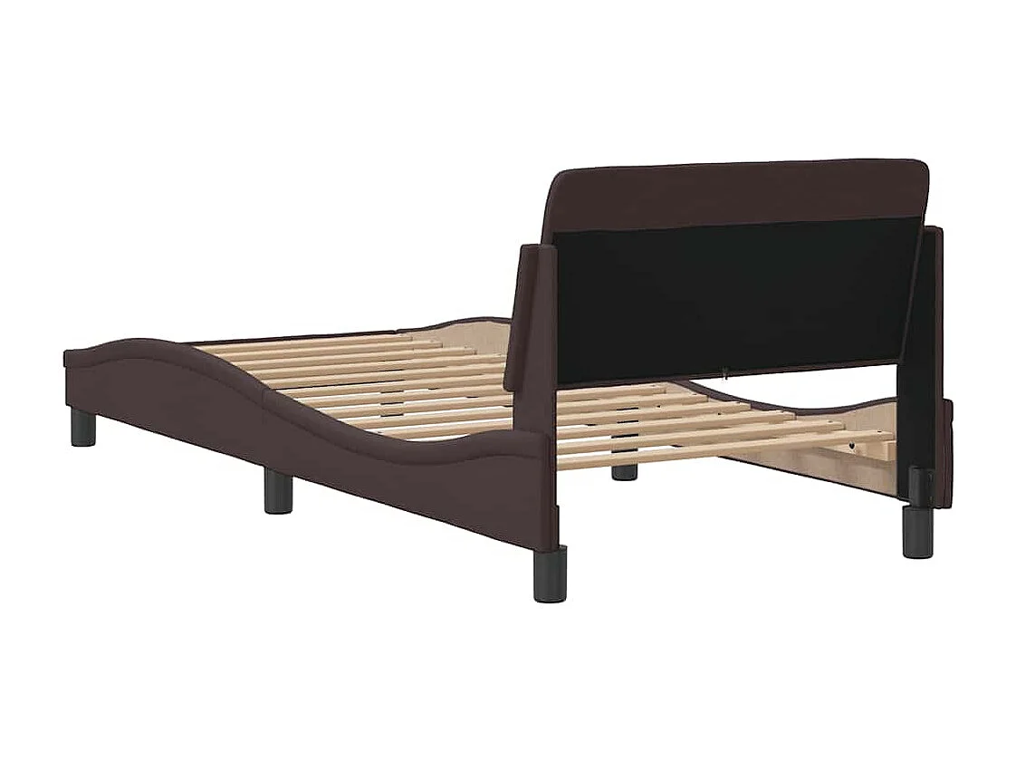 Cadre de lit Dover marron foncé 90x190 cm tissu