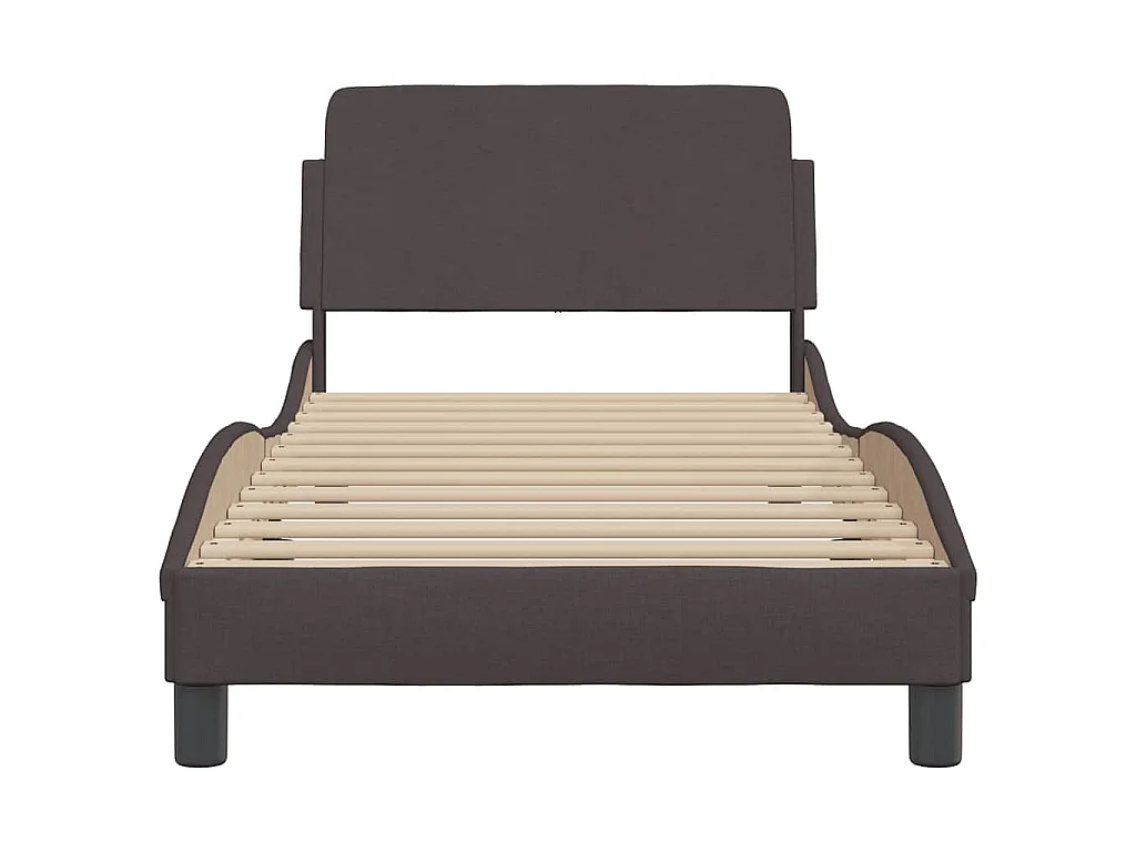 Cadre de lit Dover marron foncé 90x190 cm tissu