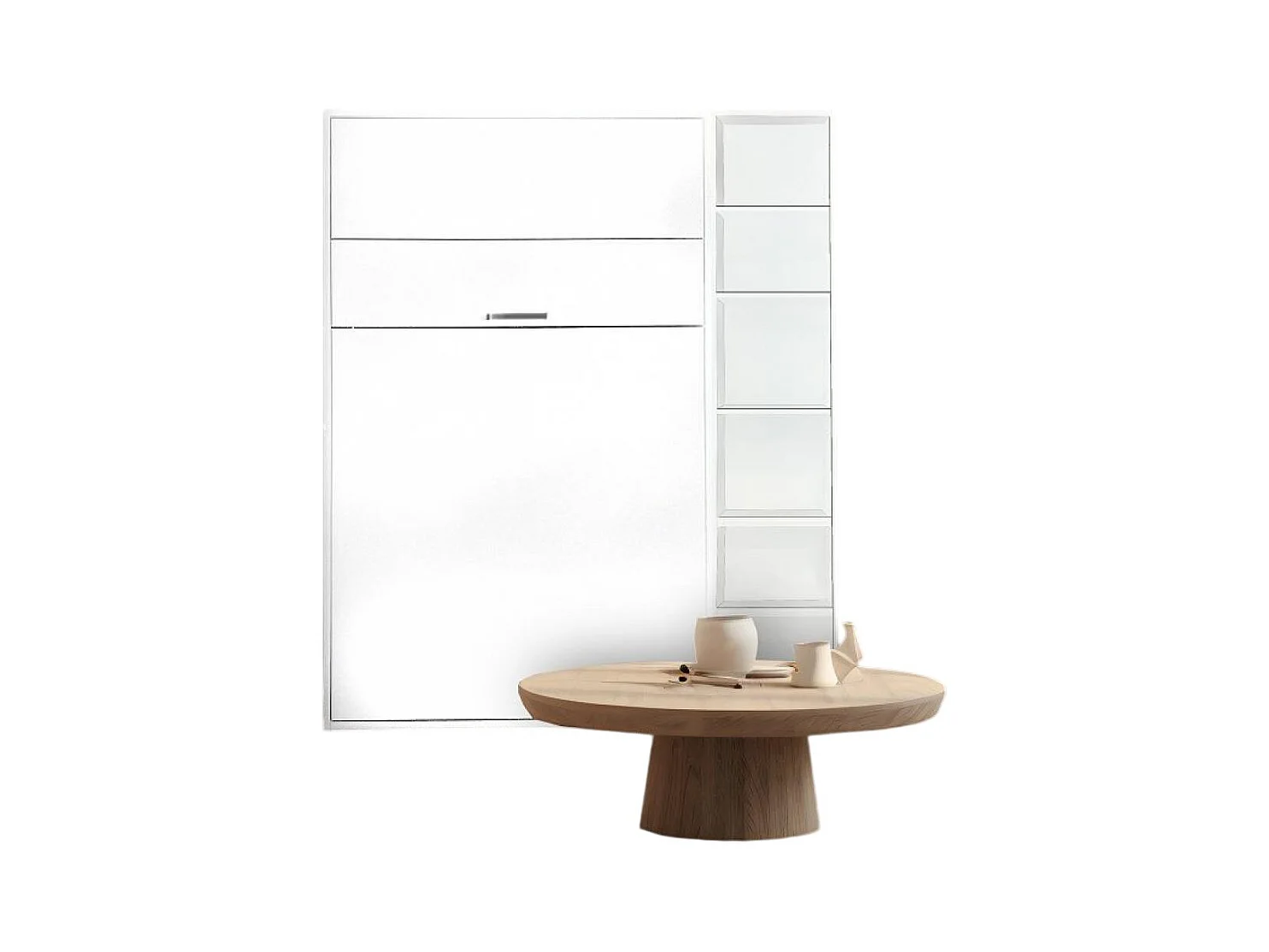 Ensemble lit escamotable bibliothèque ARLITEC TEDDY  140*200 cm  blanc mat alpin