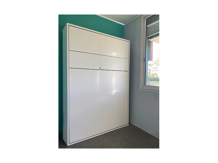 Ensemble lit escamotable bibliothèque ARLITEC TEDDY  140*200 cm  blanc mat alpin