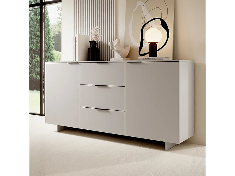 Credenza beige opaco a 2 ante e 3 cassetti 180 cm Jude