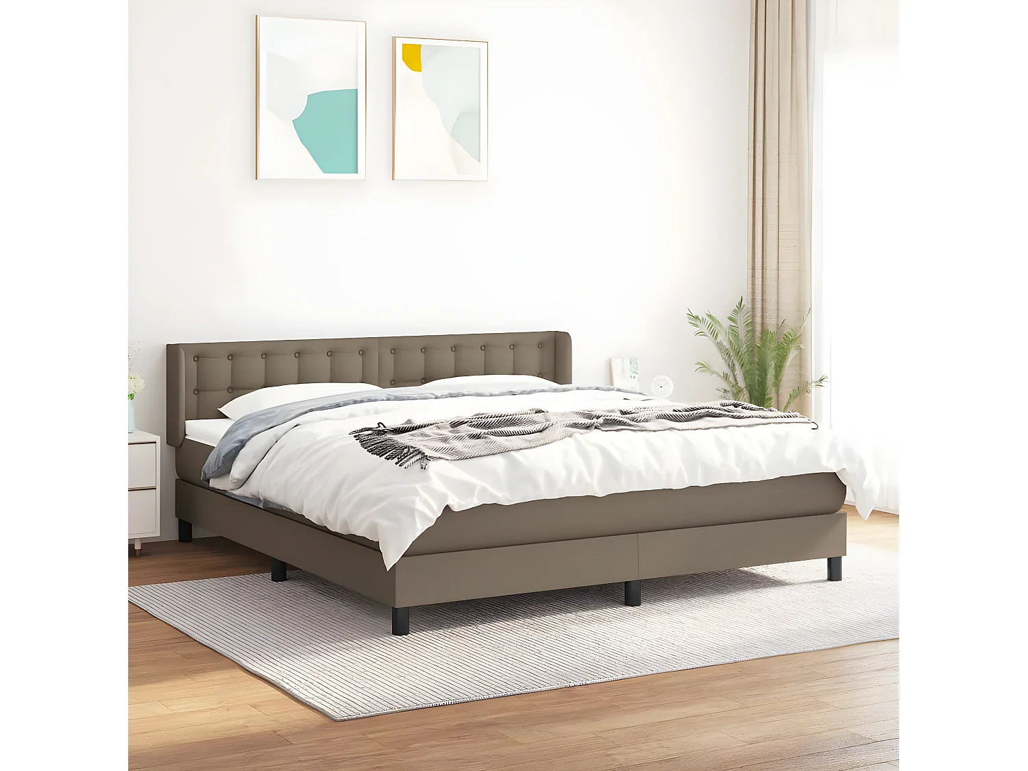 Sommier à lattes de lit avec matelas Taupe 180x200 Tissu