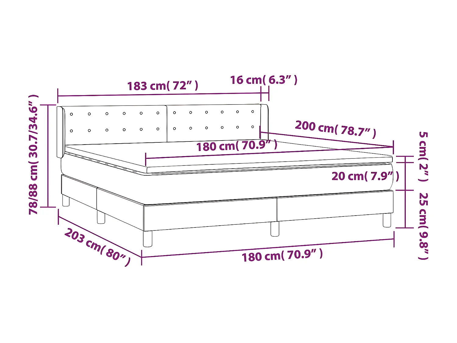 Sommier à lattes de lit avec matelas Taupe 180x200 Tissu