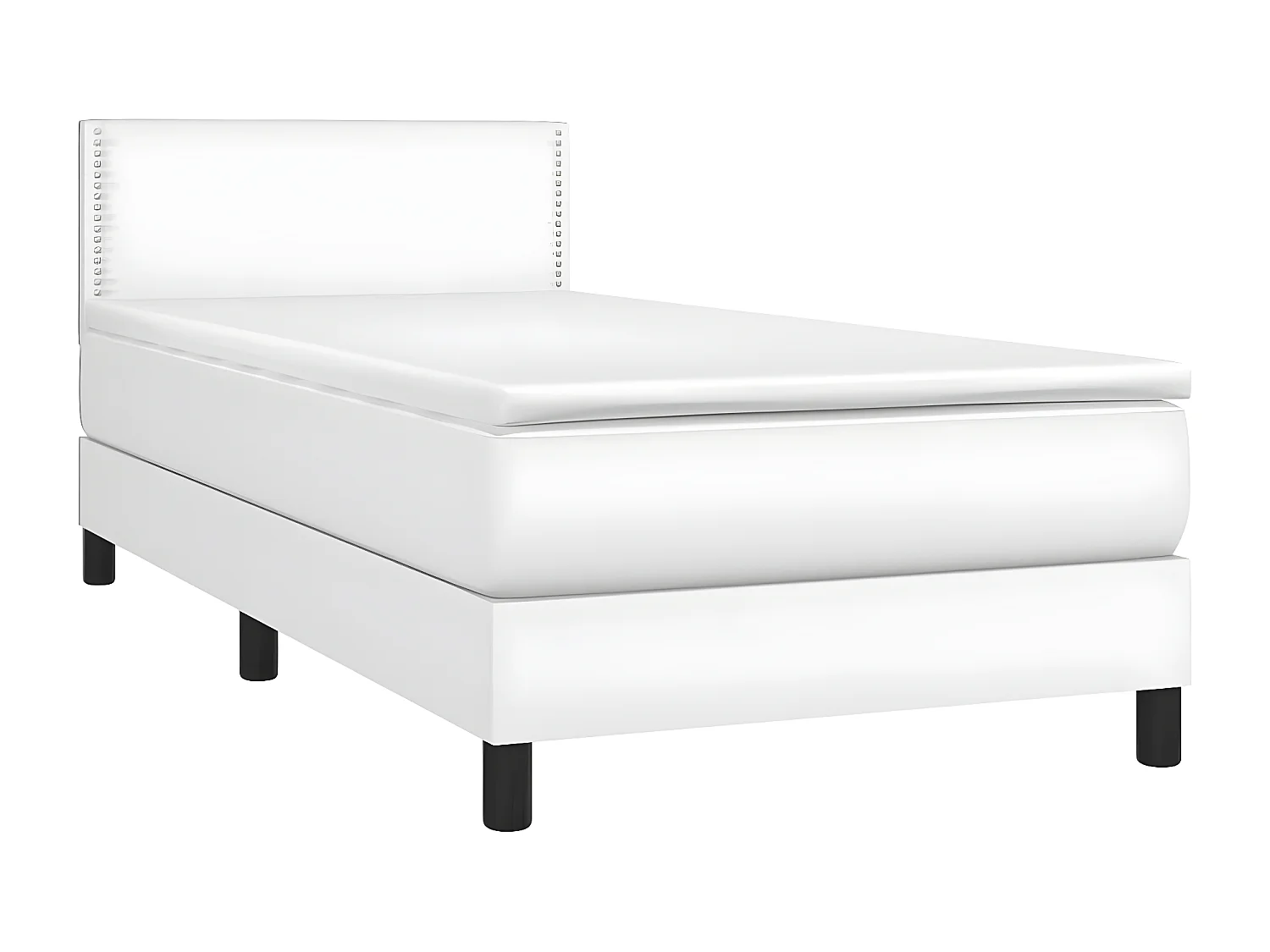 Sommier à lattes de lit avec matelas Blanc 100x200 Similicuir