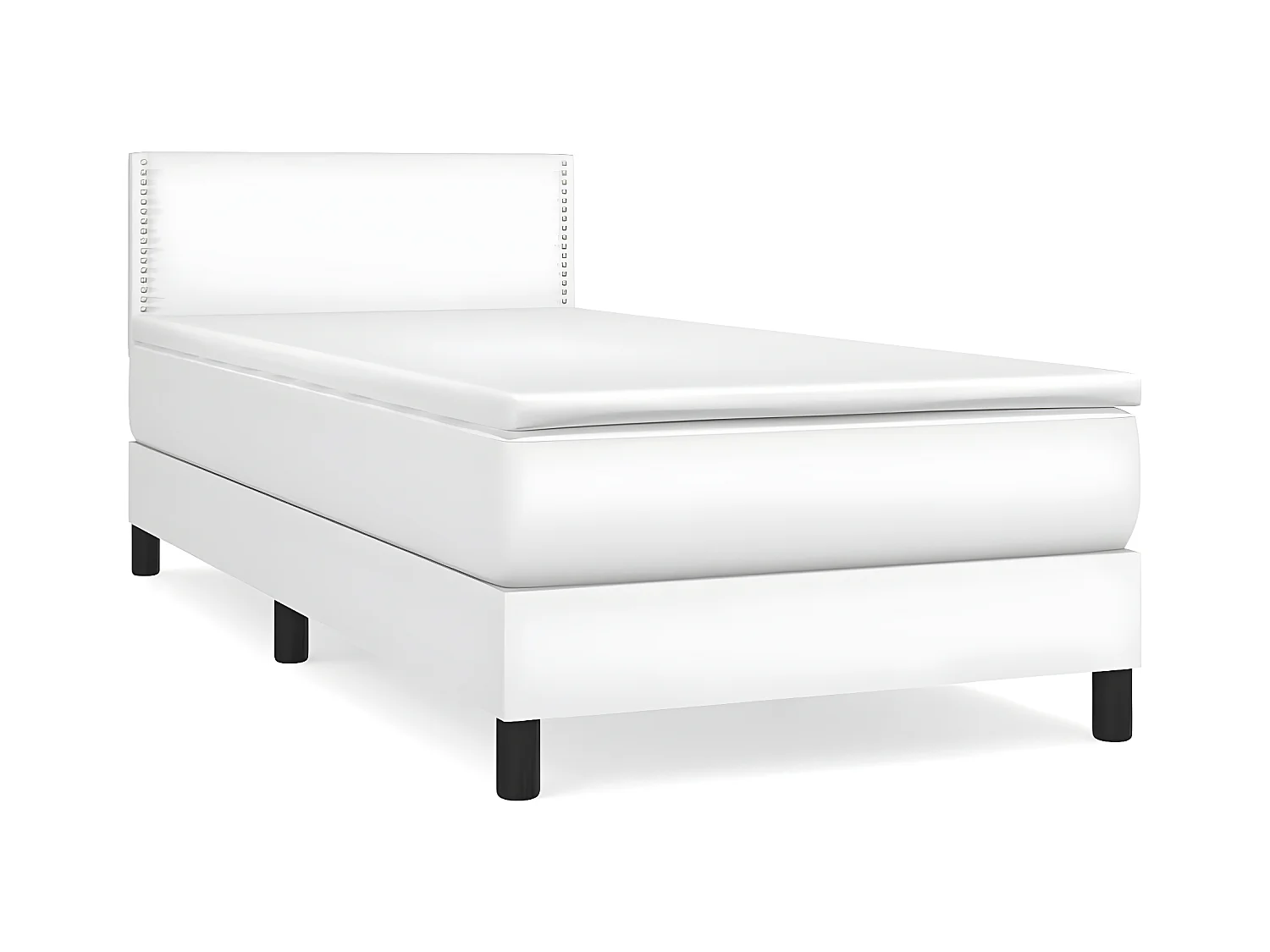 Sommier à lattes de lit avec matelas Blanc 100x200 Similicuir