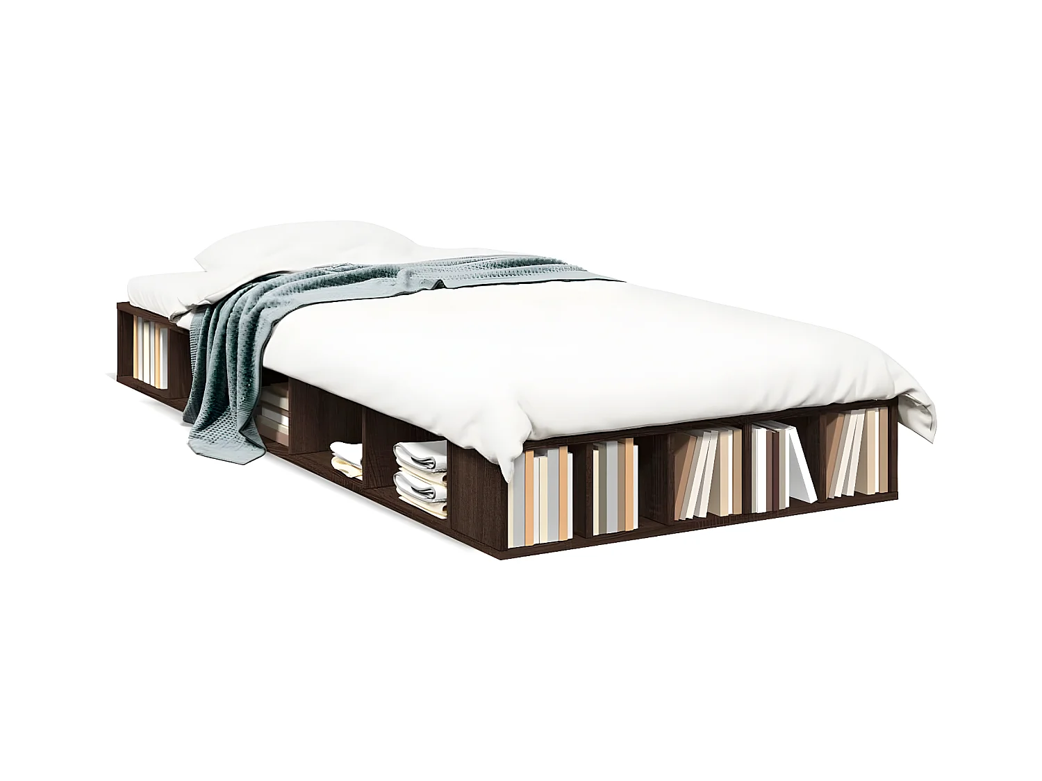 Cadre de lit chêne marron 100x200 bois d'ingénierie