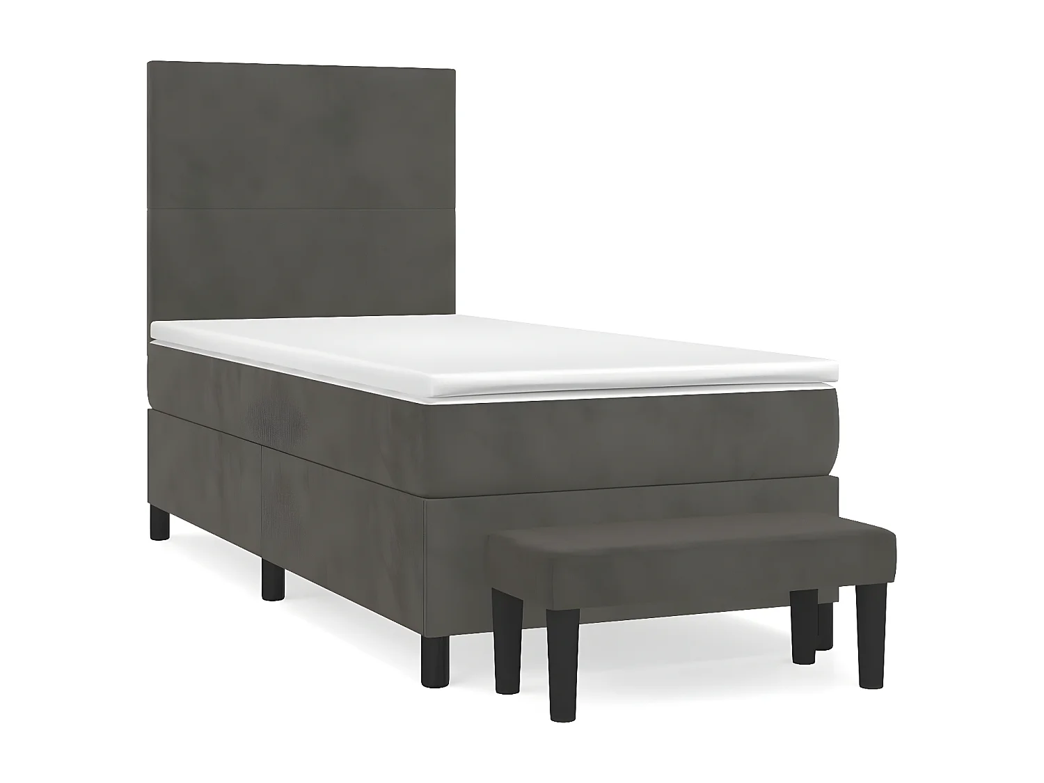 Sommier à lattes de lit et matelas Gris foncé 90x200 Velours