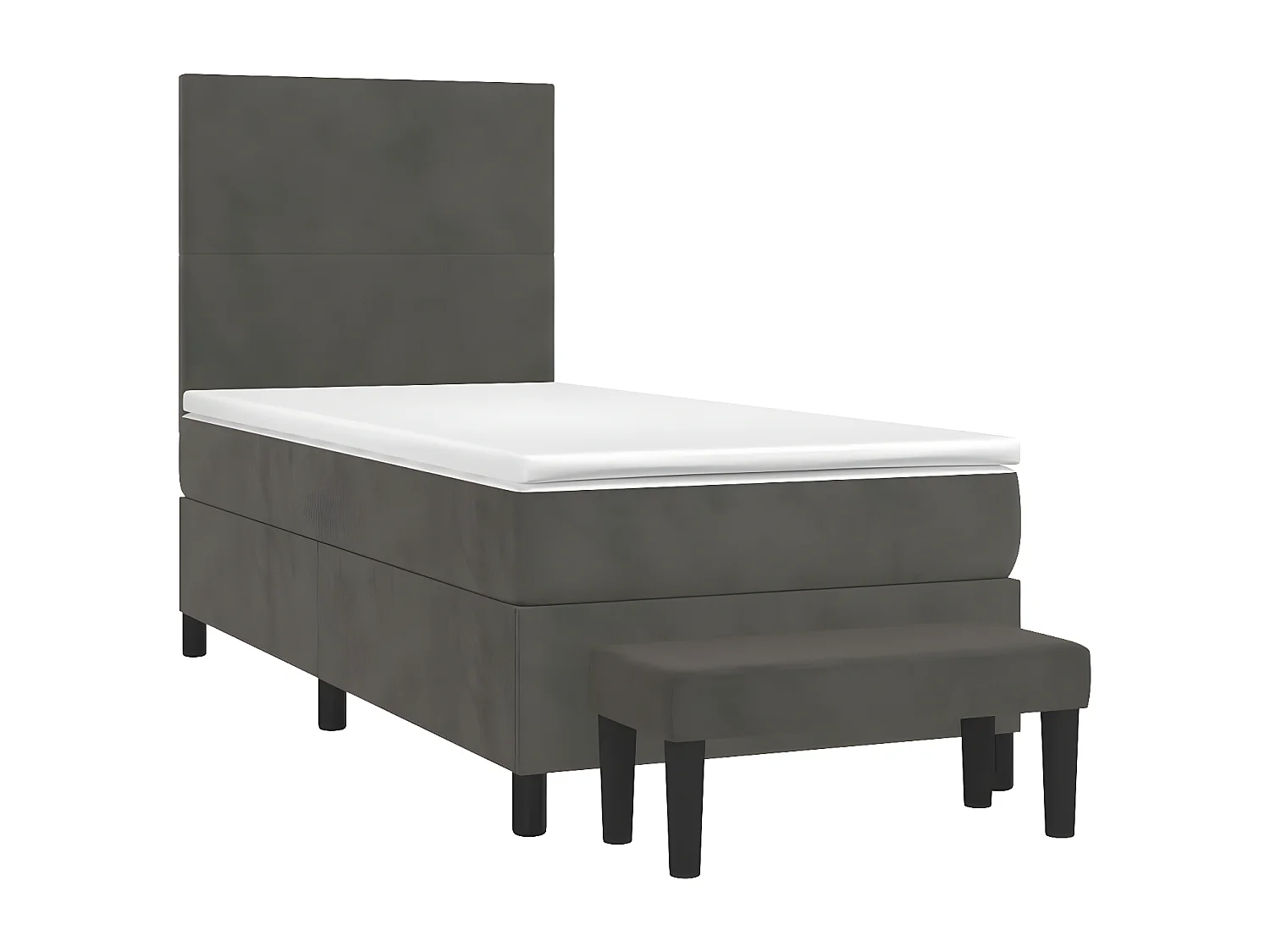 Sommier à lattes de lit et matelas Gris foncé 90x200 Velours