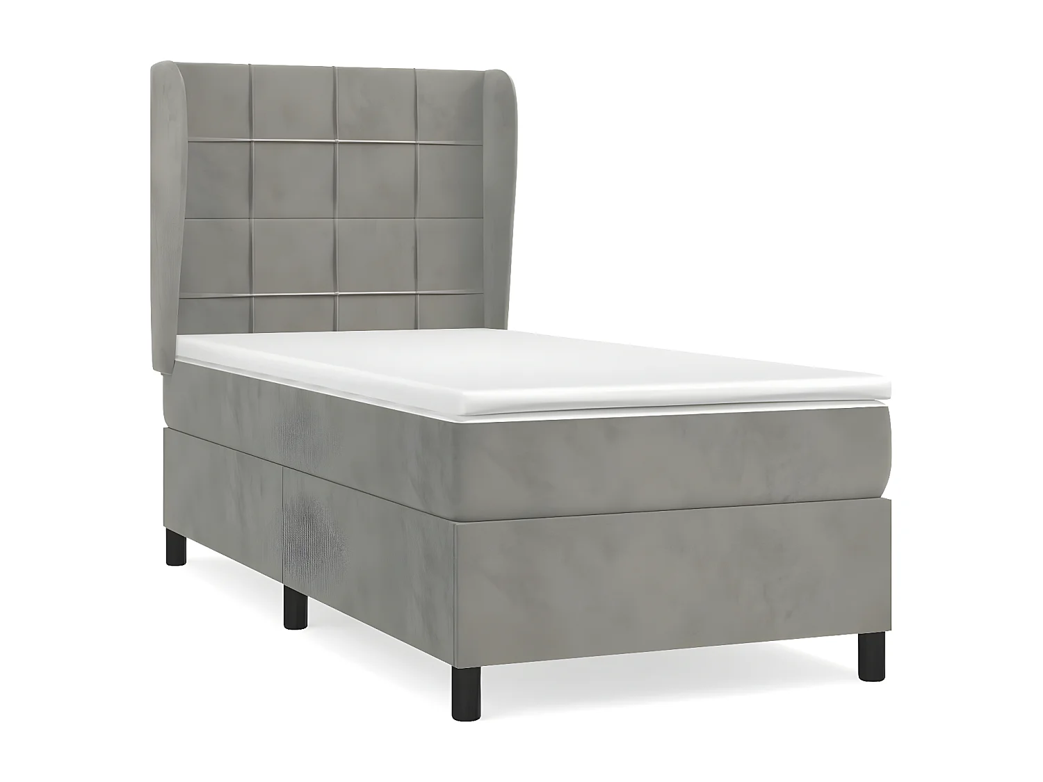 Sommier à lattes de lit et matelas Gris clair 100x200 Velours