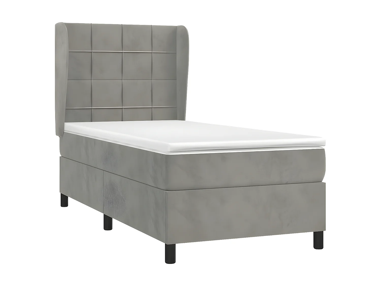 Sommier à lattes de lit et matelas Gris clair 100x200 Velours