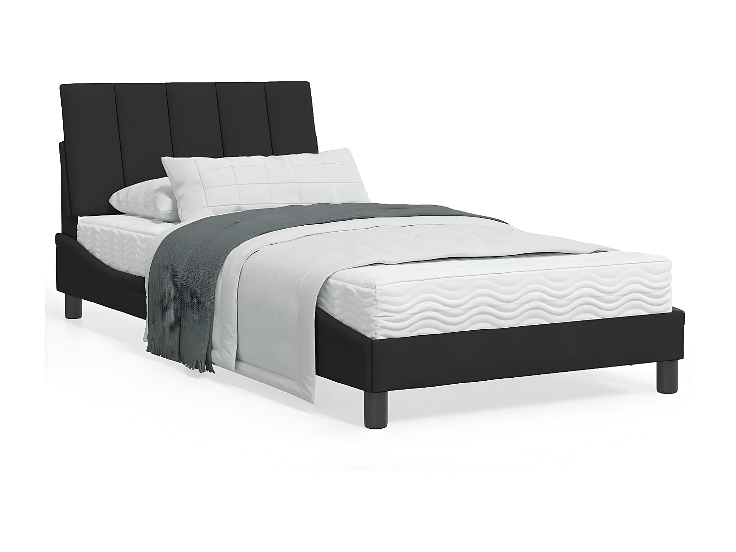 Lit avec matelas noir 100x200 velours