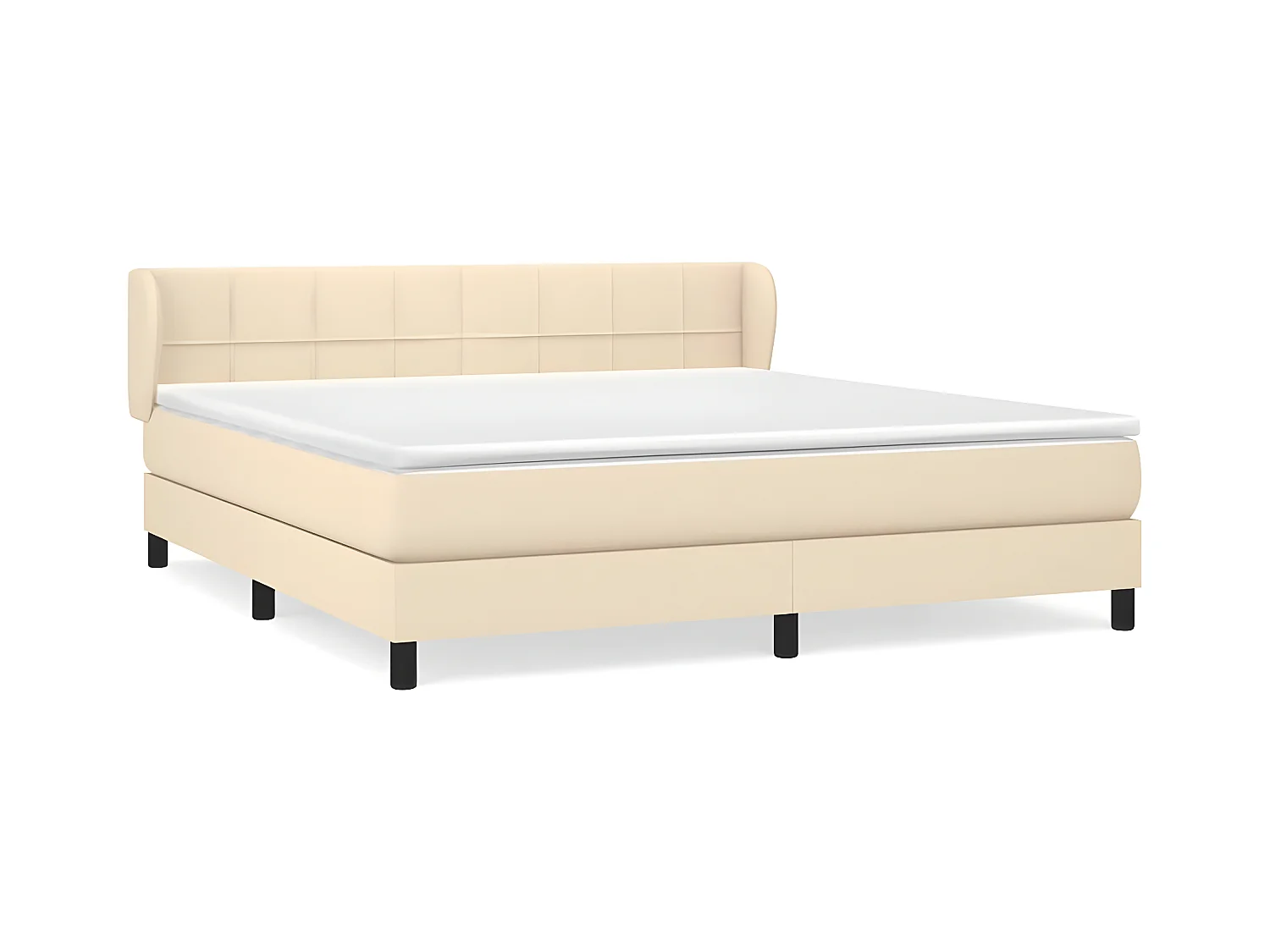 Lit à sommier tapissier avec matelas Crème 180x200 Tissu