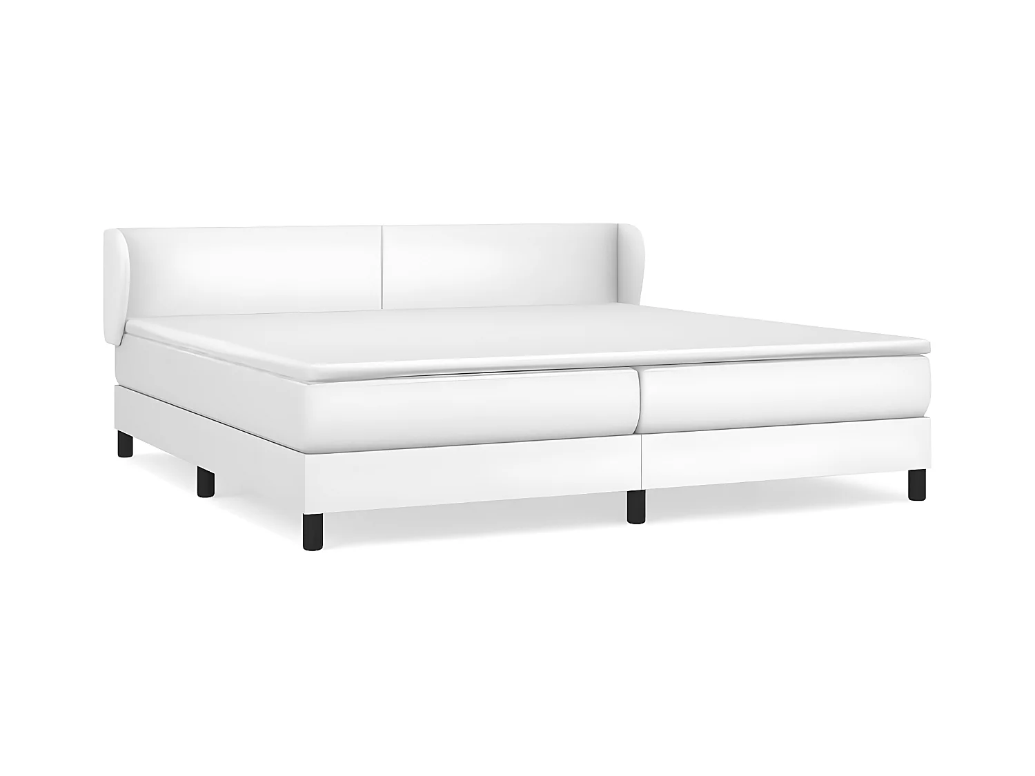 Sommier à lattes de lit avec matelas Blanc 200x200 Similicuir