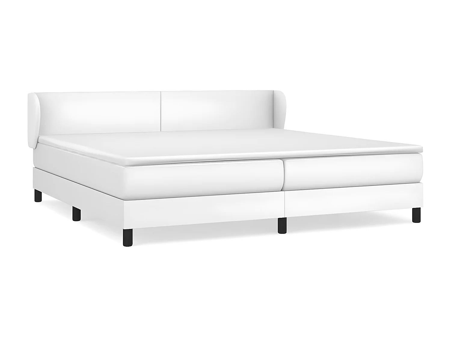 Sommier à lattes de lit avec matelas Blanc 200x200 Similicuir