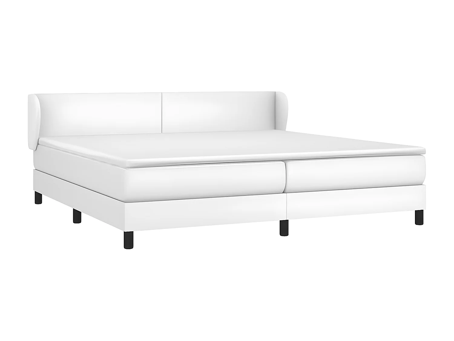 Sommier à lattes de lit avec matelas Blanc 200x200 Similicuir