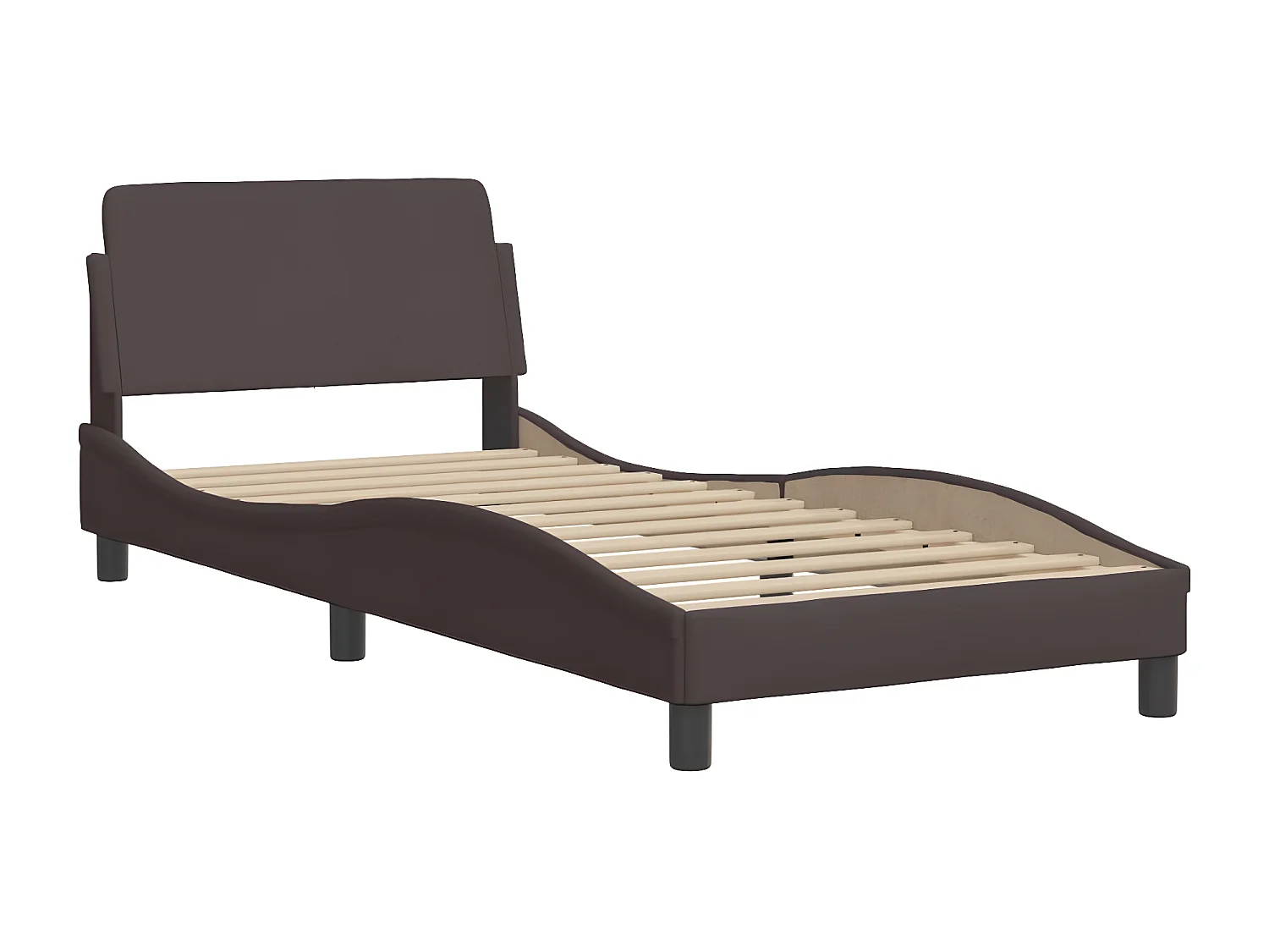 Lit avec matelas marron foncé 80x200 tissu