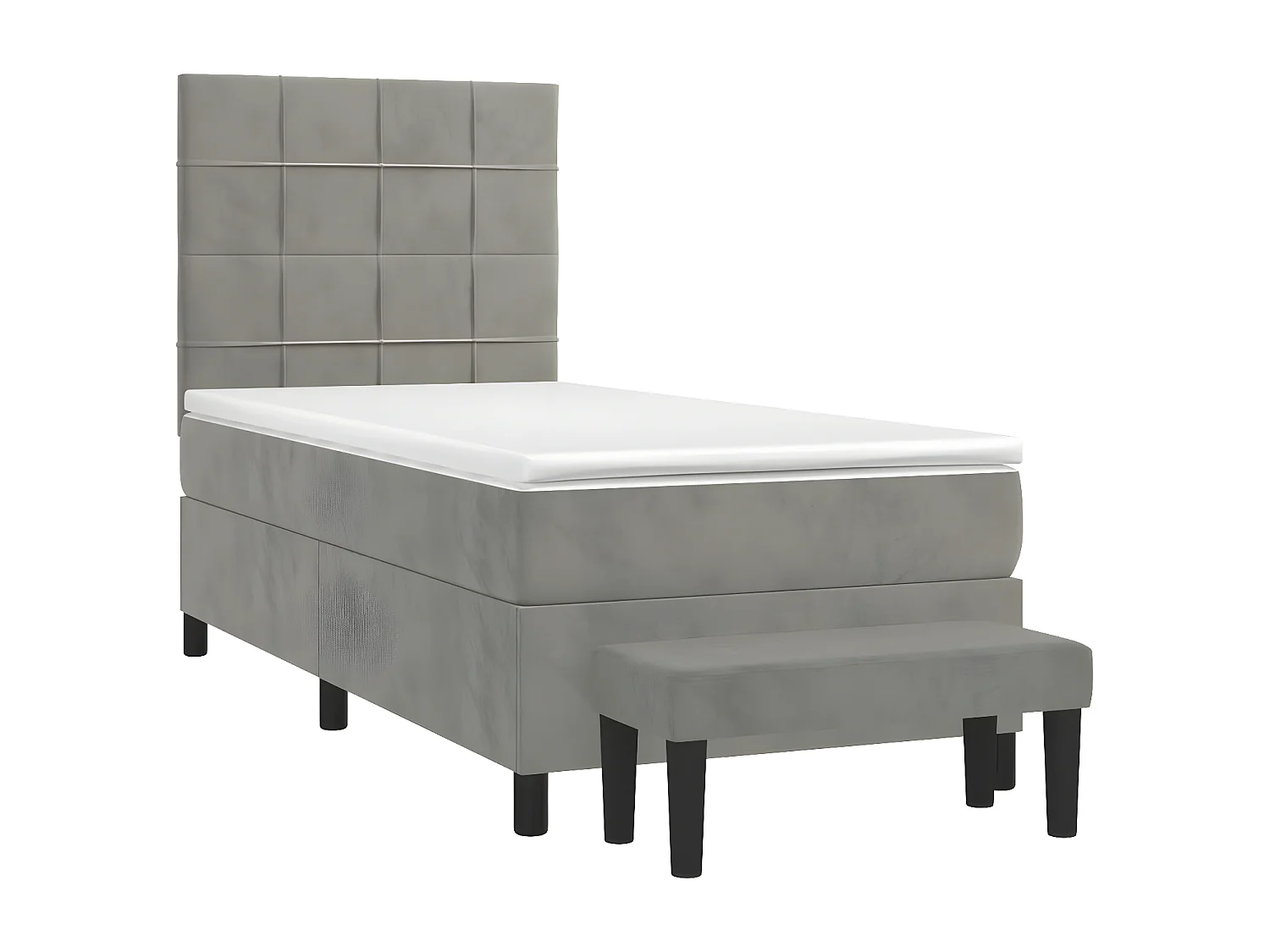 Sommier à lattes de lit et matelas Gris clair 100x200 Velours