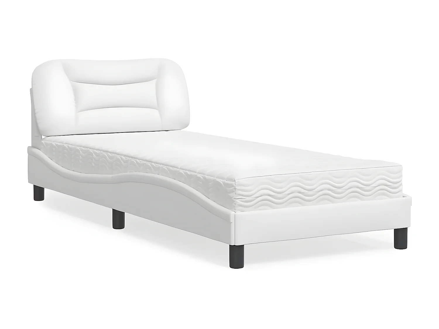 Lit avec matelas blanc 80x200 similicuir
