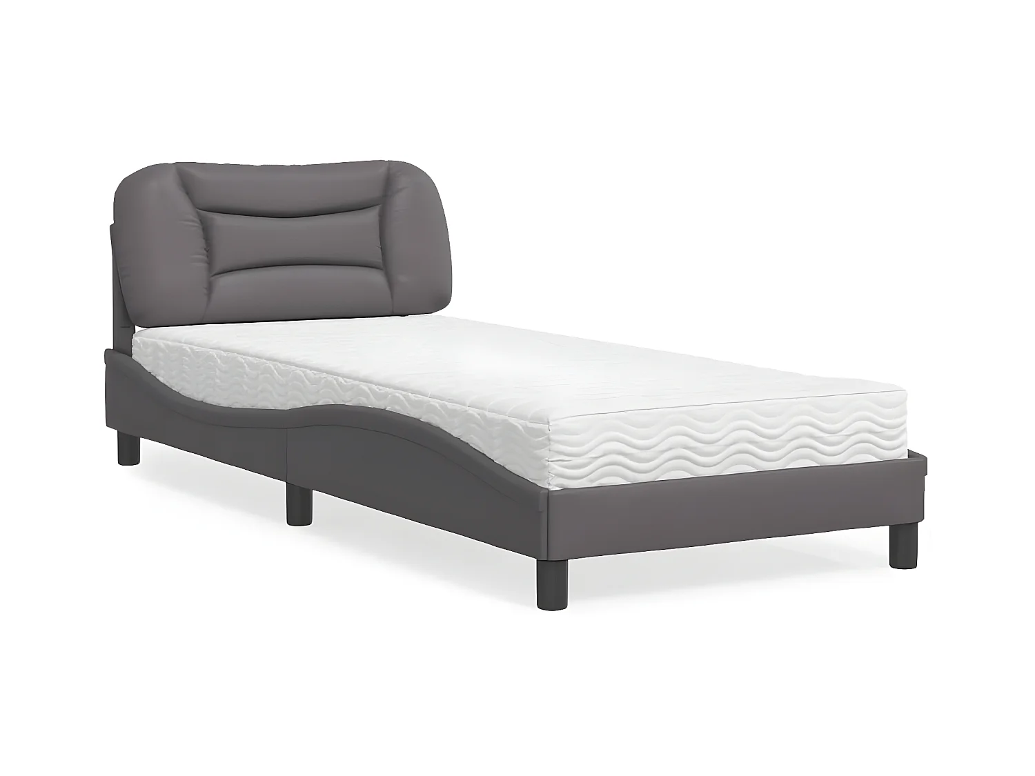 Lit avec matelas gris 80x200 similicuir