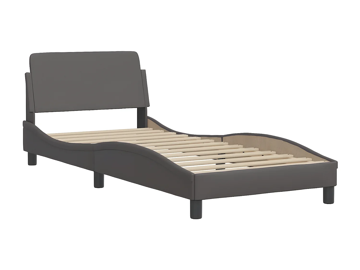 Lit avec matelas gris 80x200 similicuir