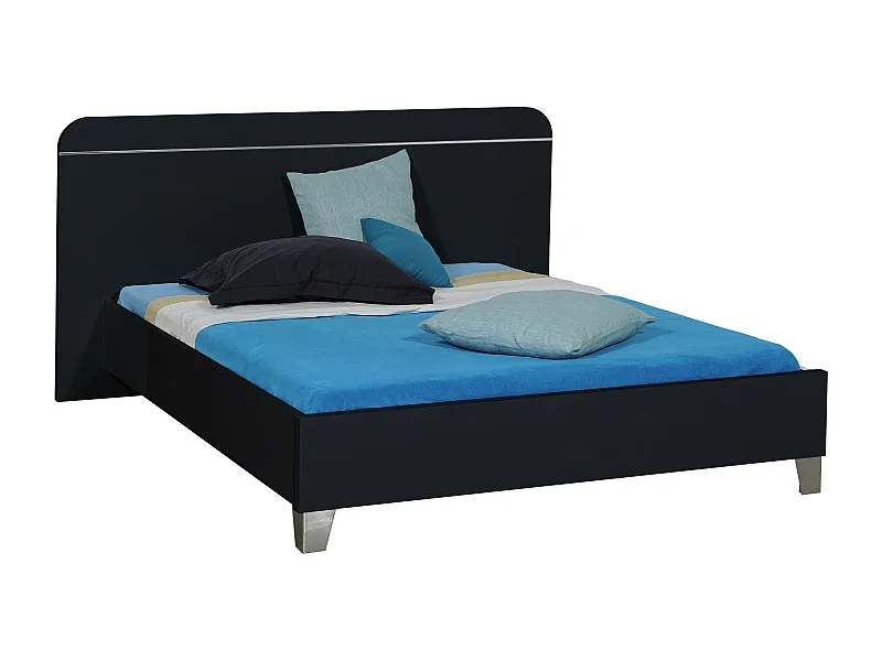 Lit adulte noir laqué Best 90-90x190