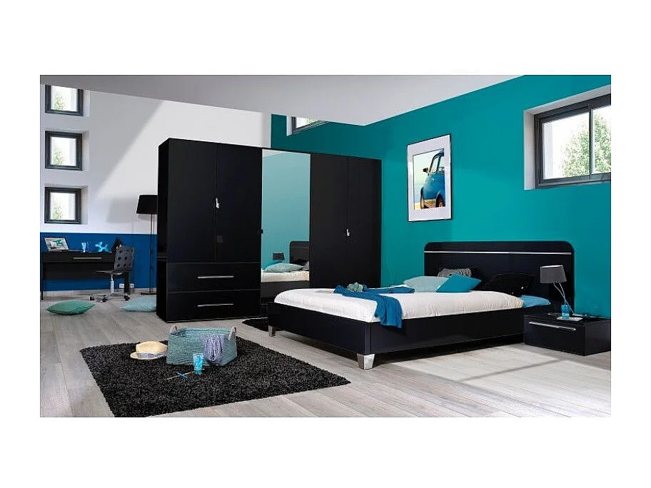 Lit adulte noir laqué Best 90-90x190