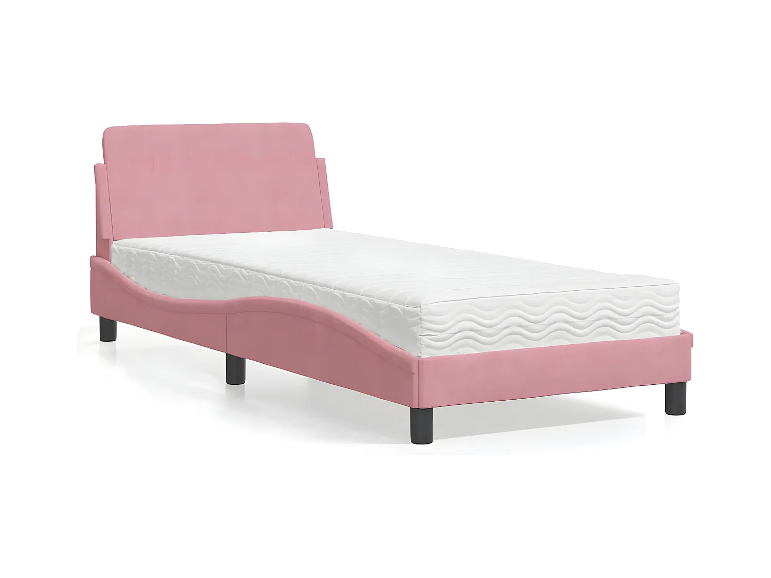 Lit avec matelas rose 90x200 velours