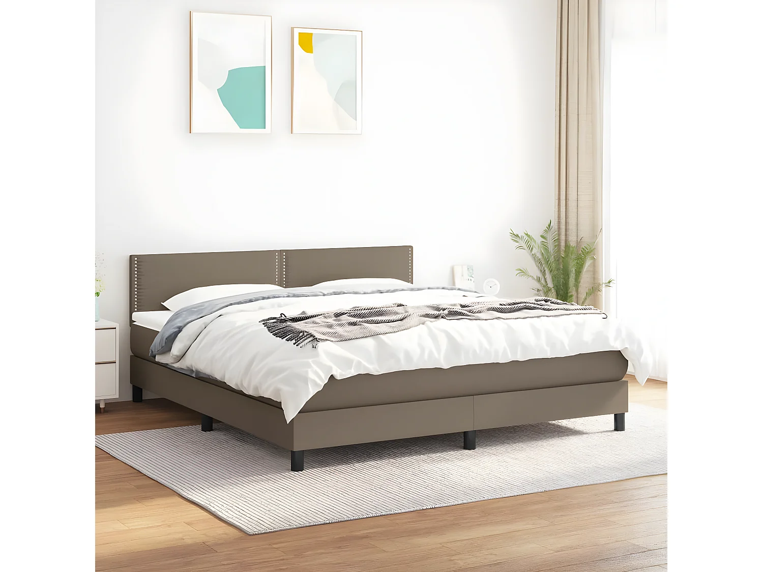 Sommier à lattes de lit avec matelas Taupe 180x200 Tissu