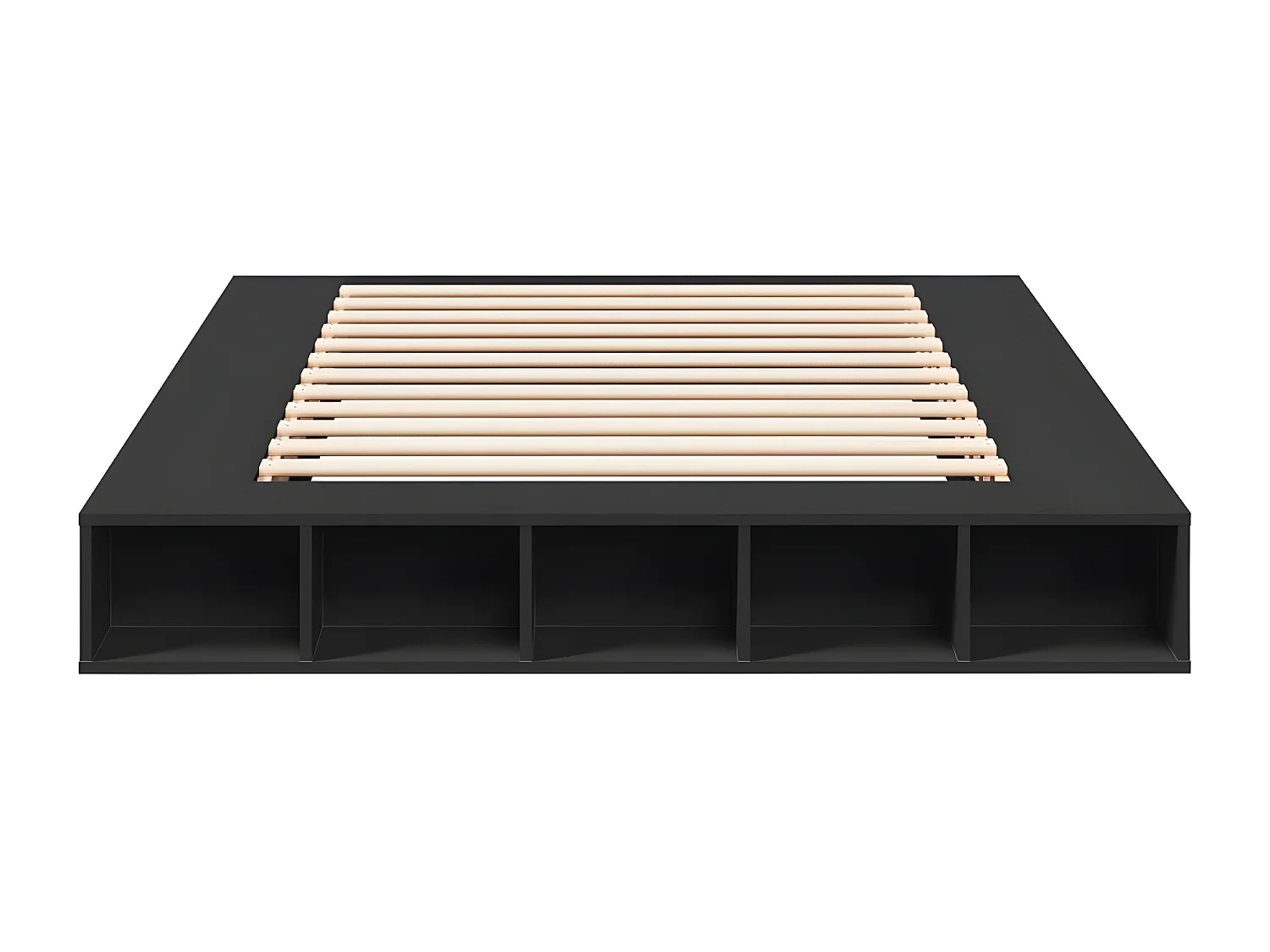 Cadre de lit noir 140x200 bois d'ingénierie