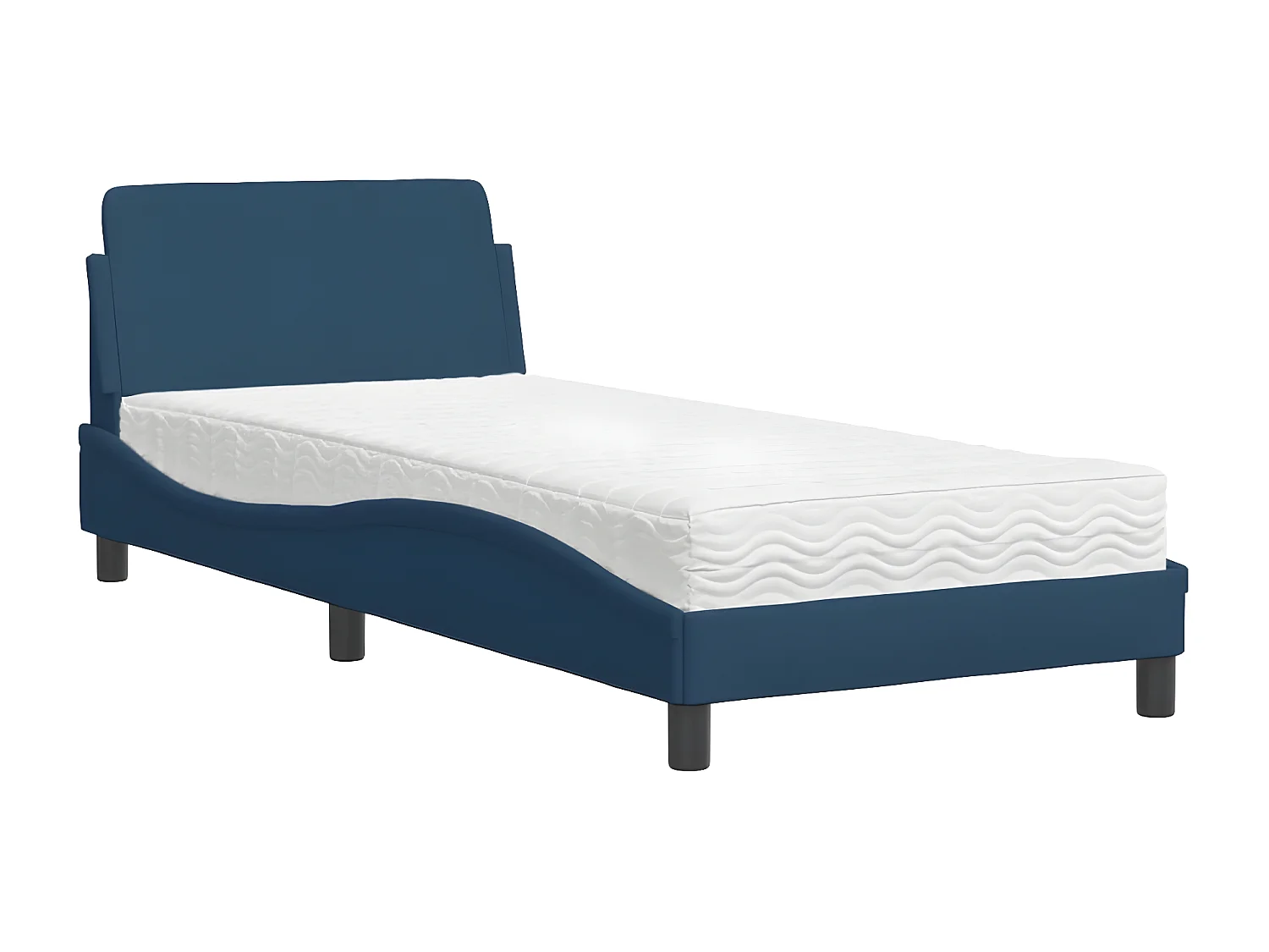 Lit avec matelas bleu 90x200 tissu