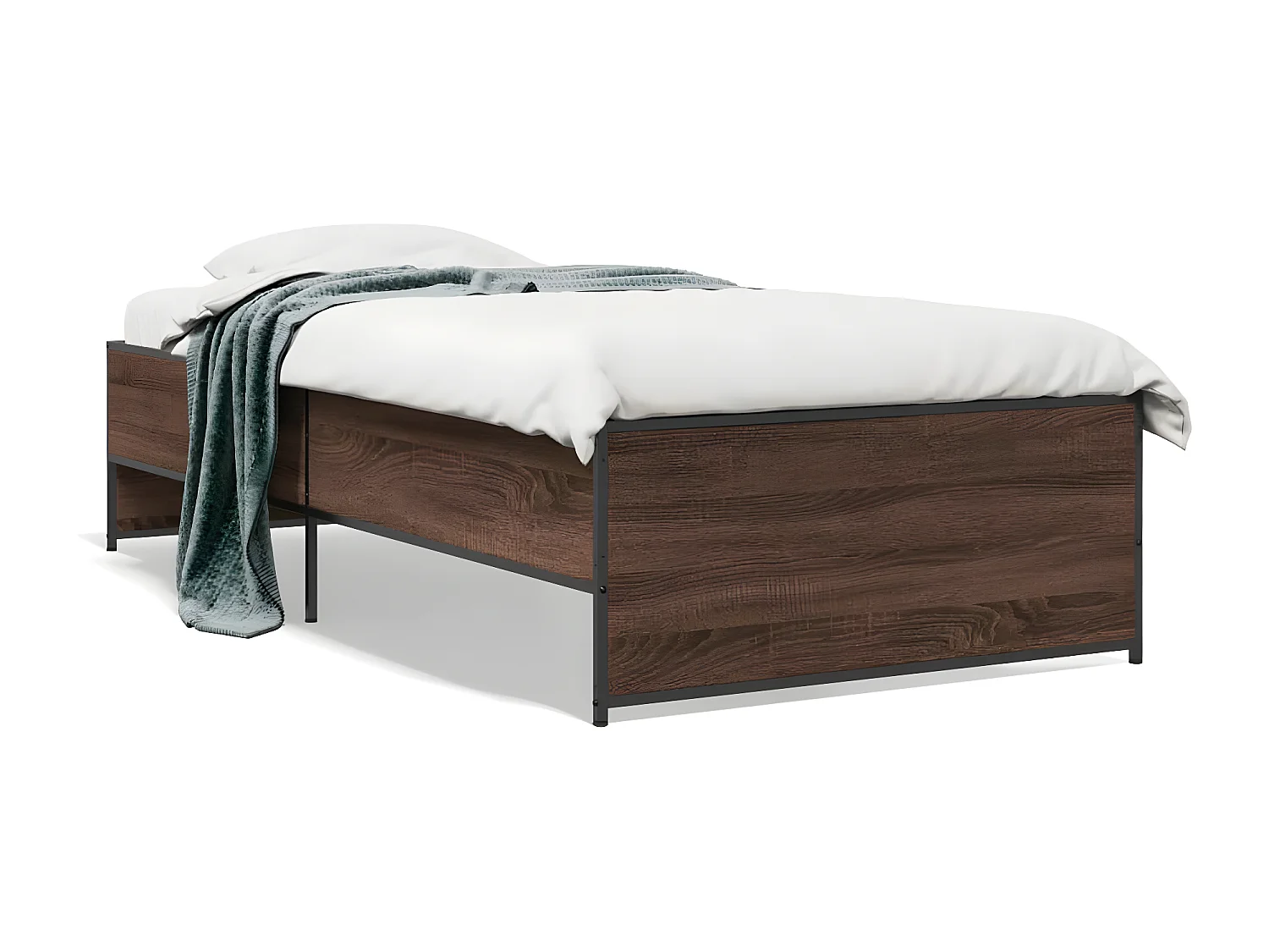 Cadre de lit chêne marron 90x190 bois d'ingénierie et métal