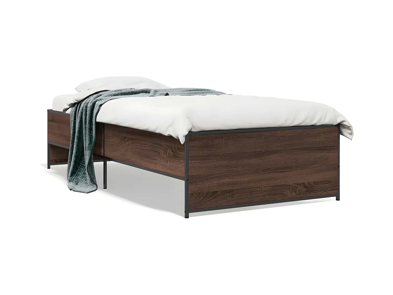 Cadre de lit chêne marron 90x190 bois d'ingénierie et métal